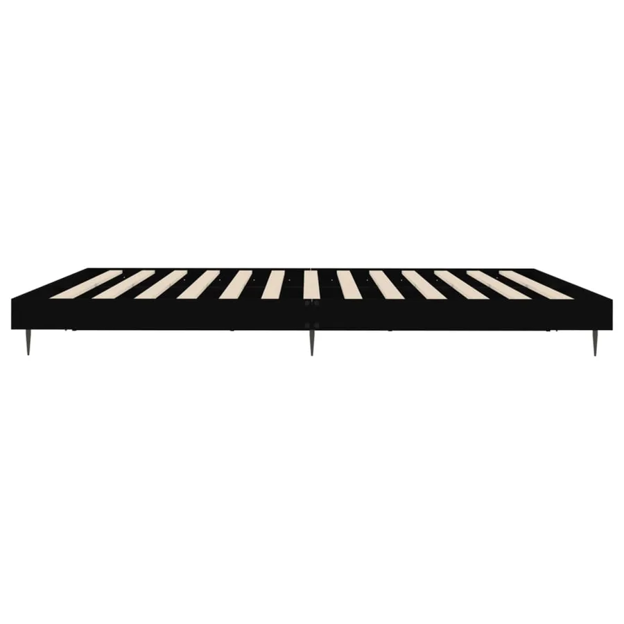 Cadre de lit sans matelas noir 200x200 cm bois d'ingénierie - 7