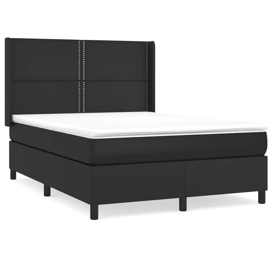 Sommier à lattes de lit avec matelas Noir 140x190 cm Similicuir - 2