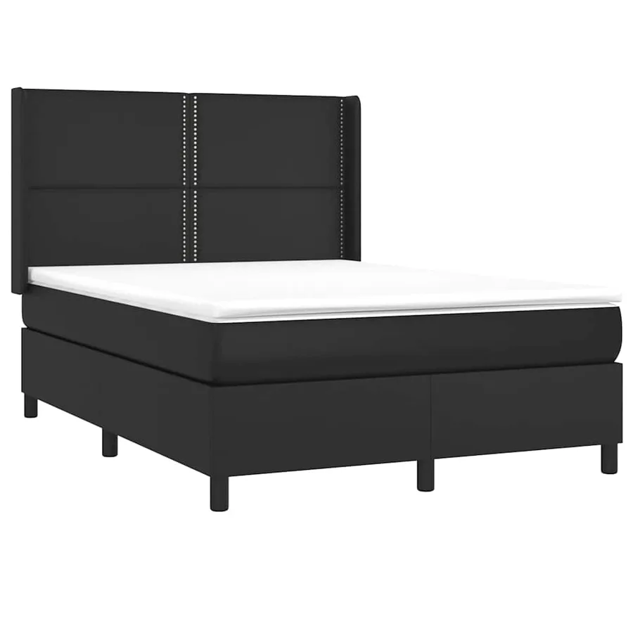Sommier à lattes de lit avec matelas Noir 140x190 cm Similicuir - 3