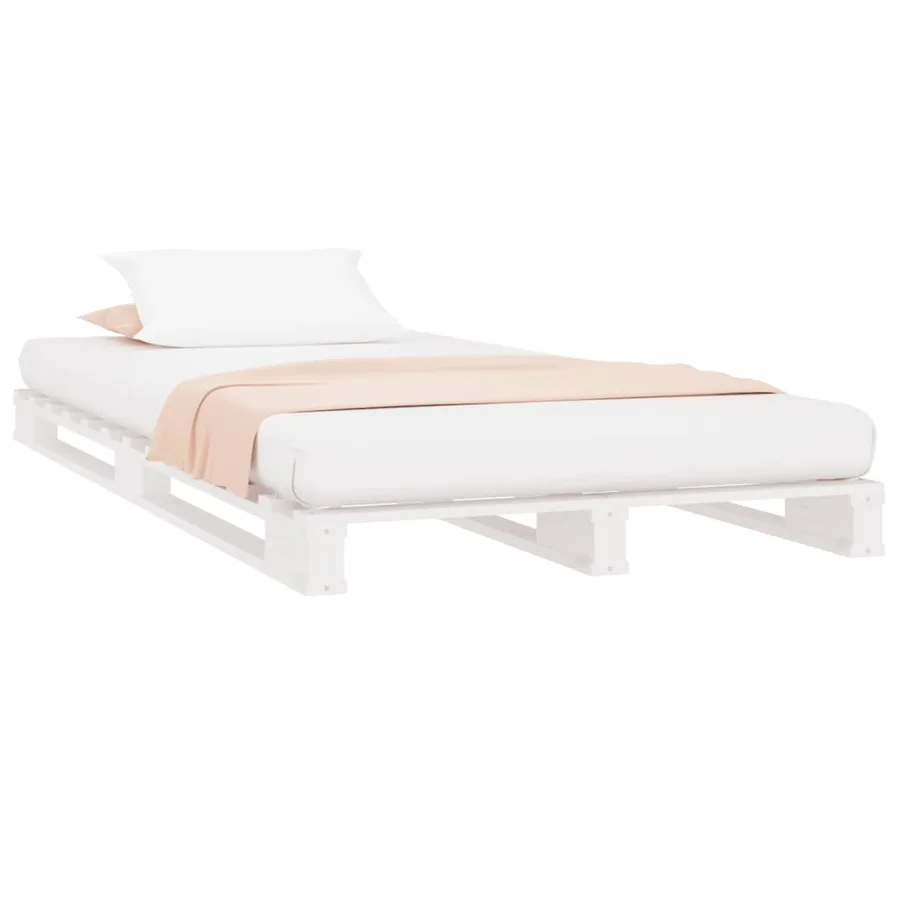 Lit de palette blanc 90x200 cm bois de pin massif - 3