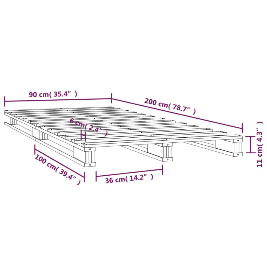 Lit de palette blanc 90x200 cm bois de pin massif - 8