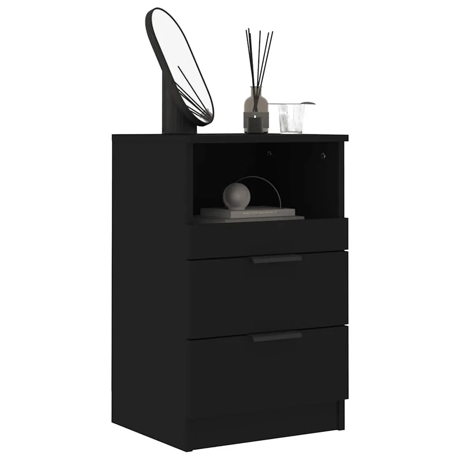 Table de chevet Noir Bois d'ingénierie - 7