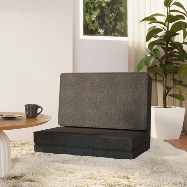Chaise pliable de sol Gris foncé Tissu