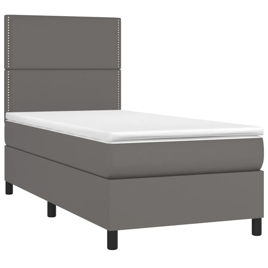 Sommier à lattes de lit avec matelas Gris 90x190 cm Similicuir - 3