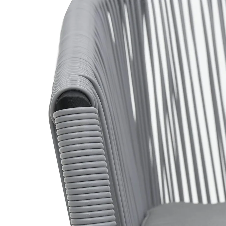 Ensemble de bistro 3 pcs avec coussins Rotin PE Gris - 10