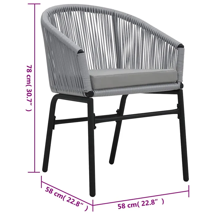 Ensemble de bistro 3 pcs avec coussins Rotin PE Gris - 12