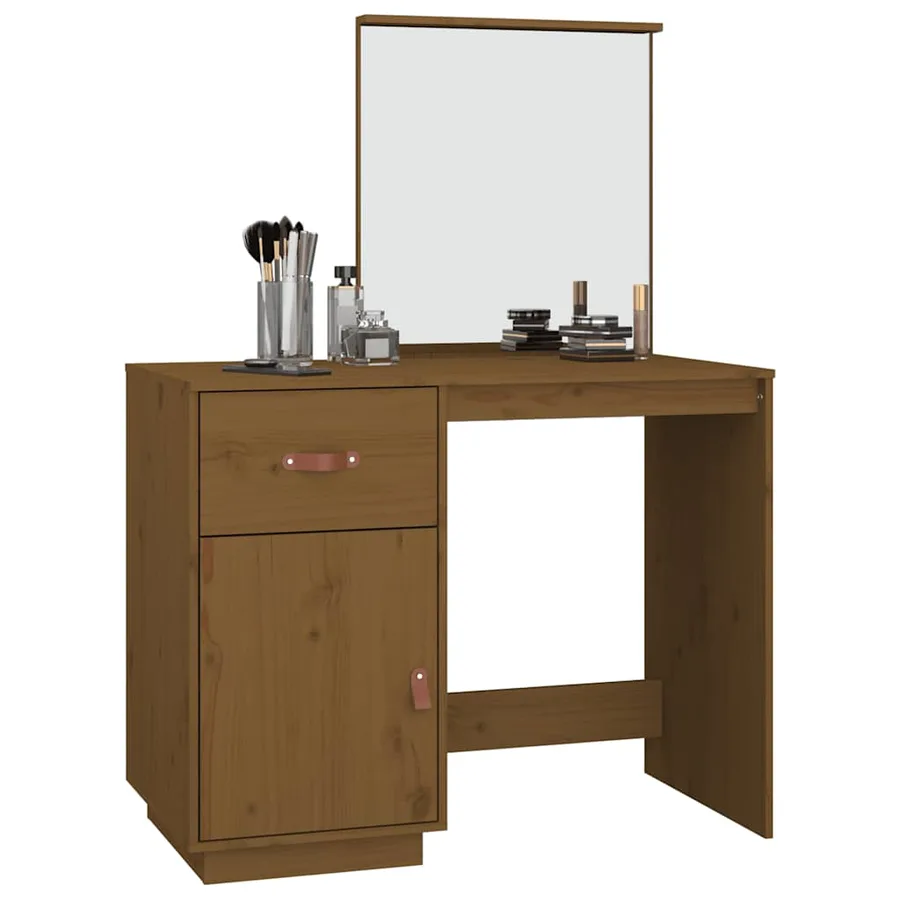 Coiffeuse Marron miel 95x50x134 cm Bois de pin massif - 4