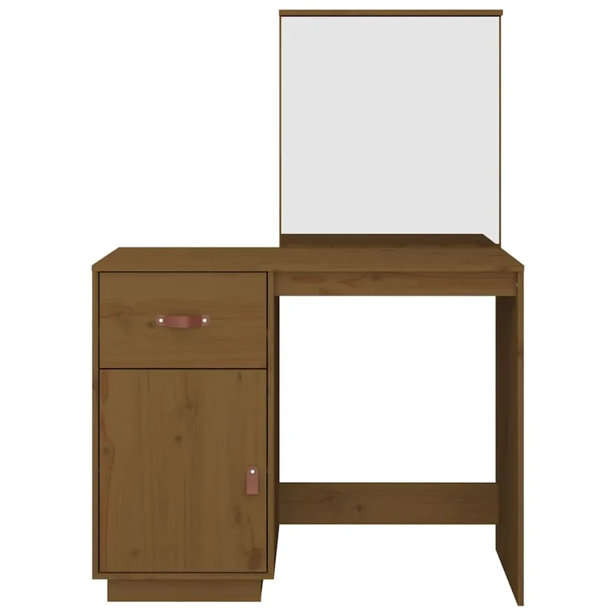 Coiffeuse Marron miel 95x50x134 cm Bois de pin massif - 6