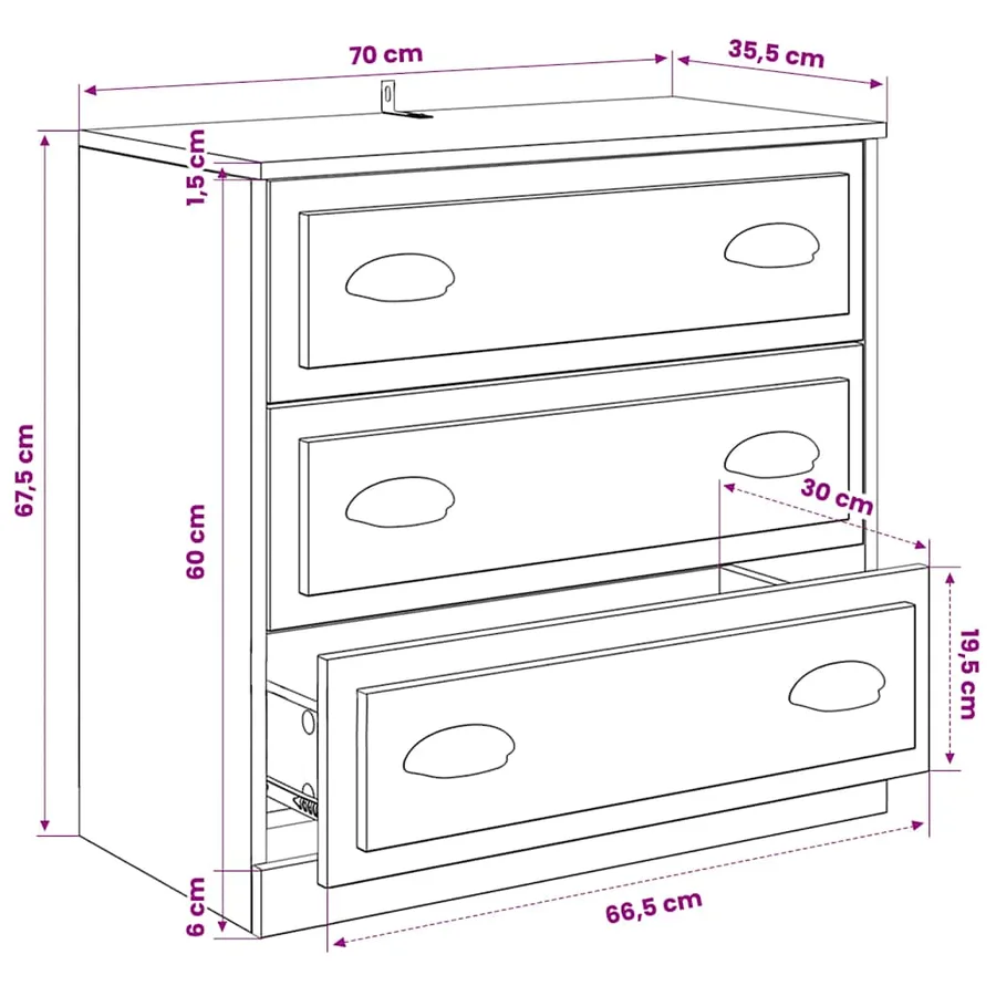 Buffets 3 pcs Blanc Bois d'ingénierie - 11