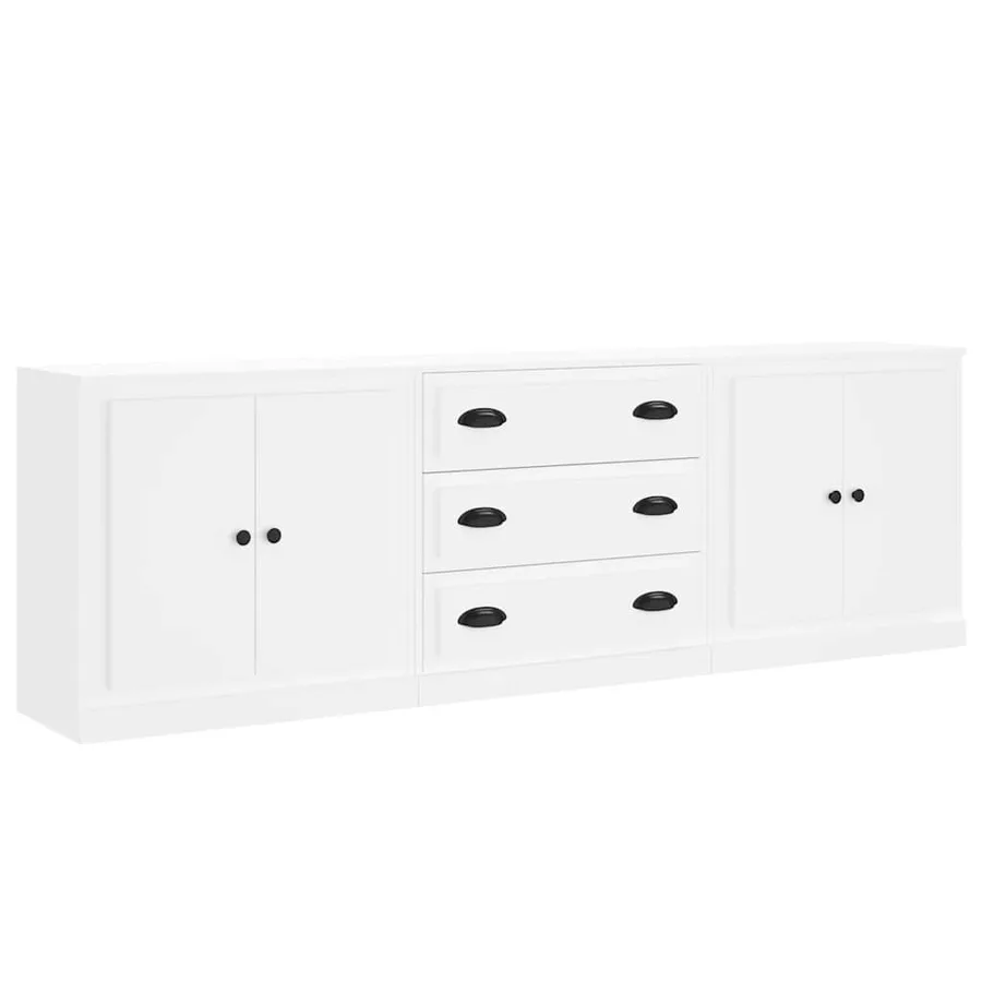Buffets 3 pcs Blanc Bois d'ingénierie - 2