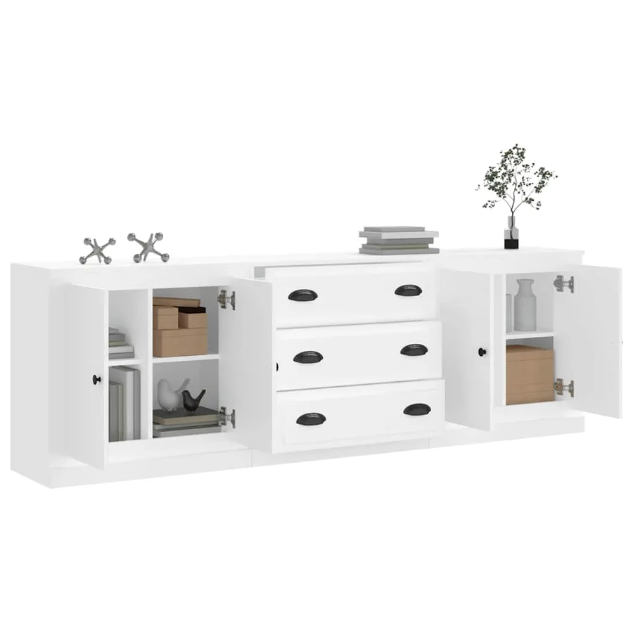 Buffets 3 pcs Blanc Bois d'ingénierie - 3