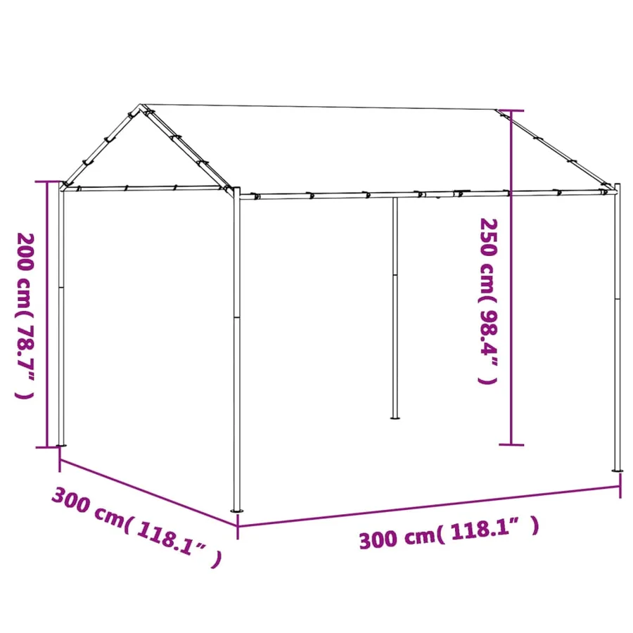 Tente à auvent anthracite 3x3 m acier et tissu - 9
