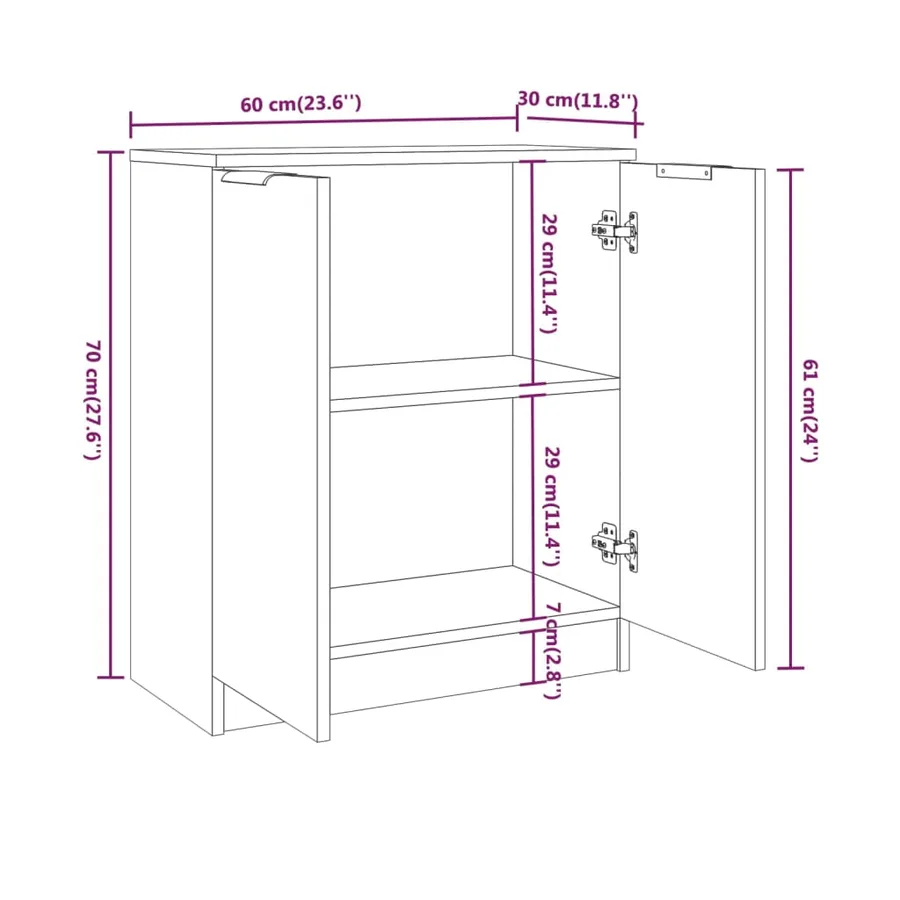 Buffet Blanc 60x30x70 cm Bois d'ingénierie - 7