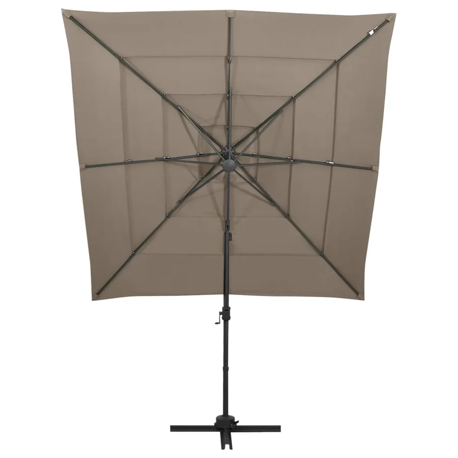 Parasol de jardin à 4 niveaux avec mât en aluminium taupe - 2