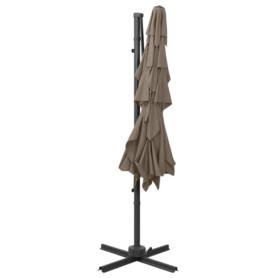 Parasol de jardin à 4 niveaux avec mât en aluminium taupe - 4