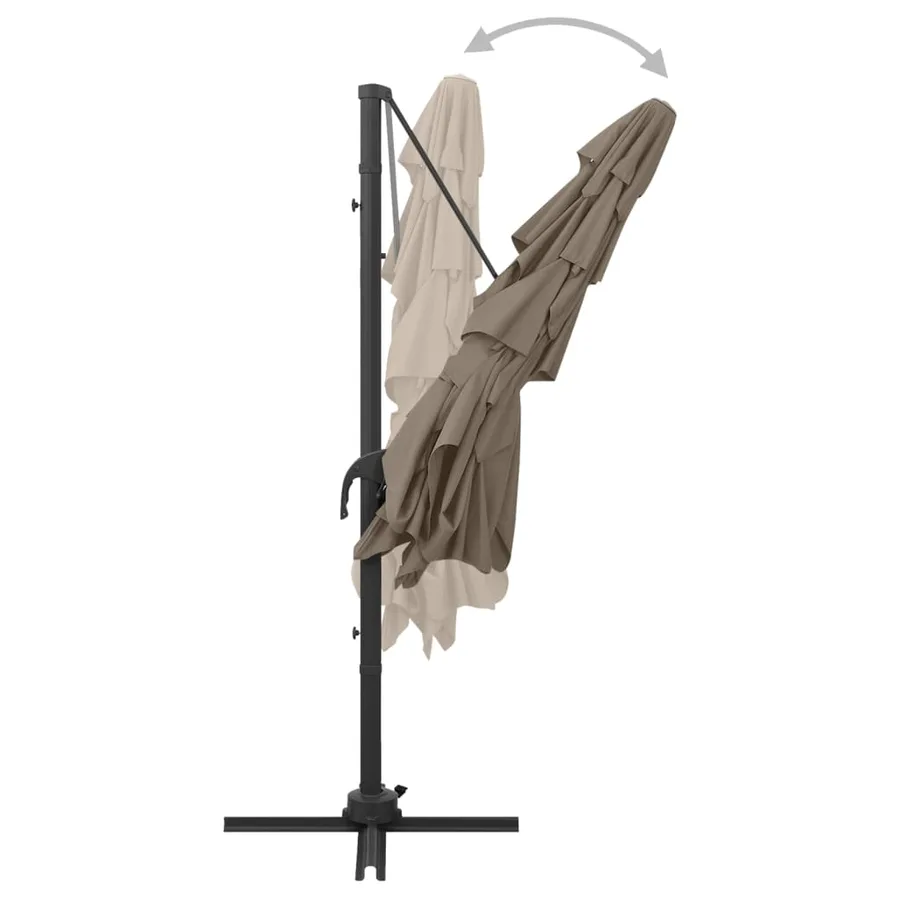 Parasol de jardin à 4 niveaux avec mât en aluminium taupe - 5