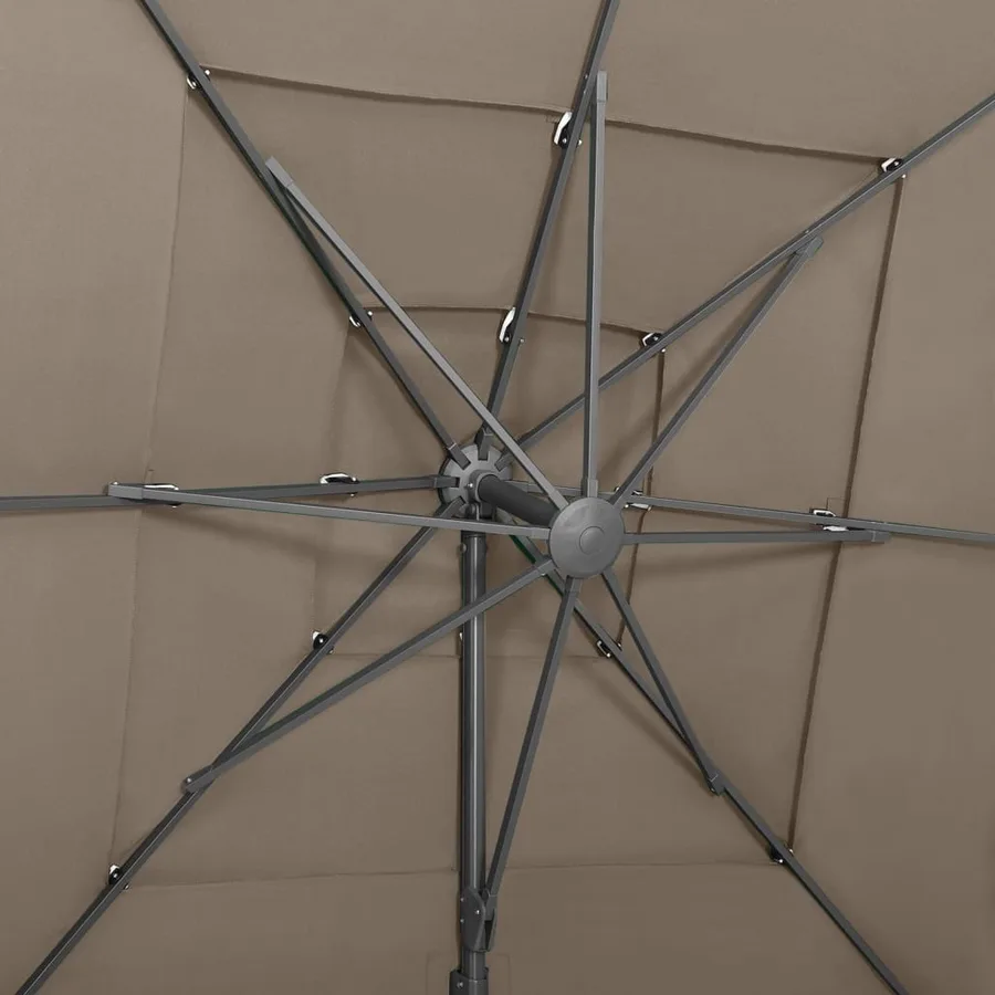 Parasol de jardin à 4 niveaux avec mât en aluminium taupe - 7