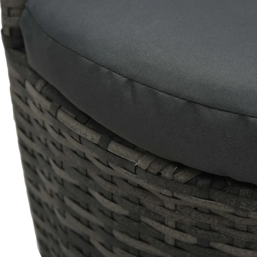 Ensemble de bistro 3 pcs avec coussins Résine tressée Gris - 10