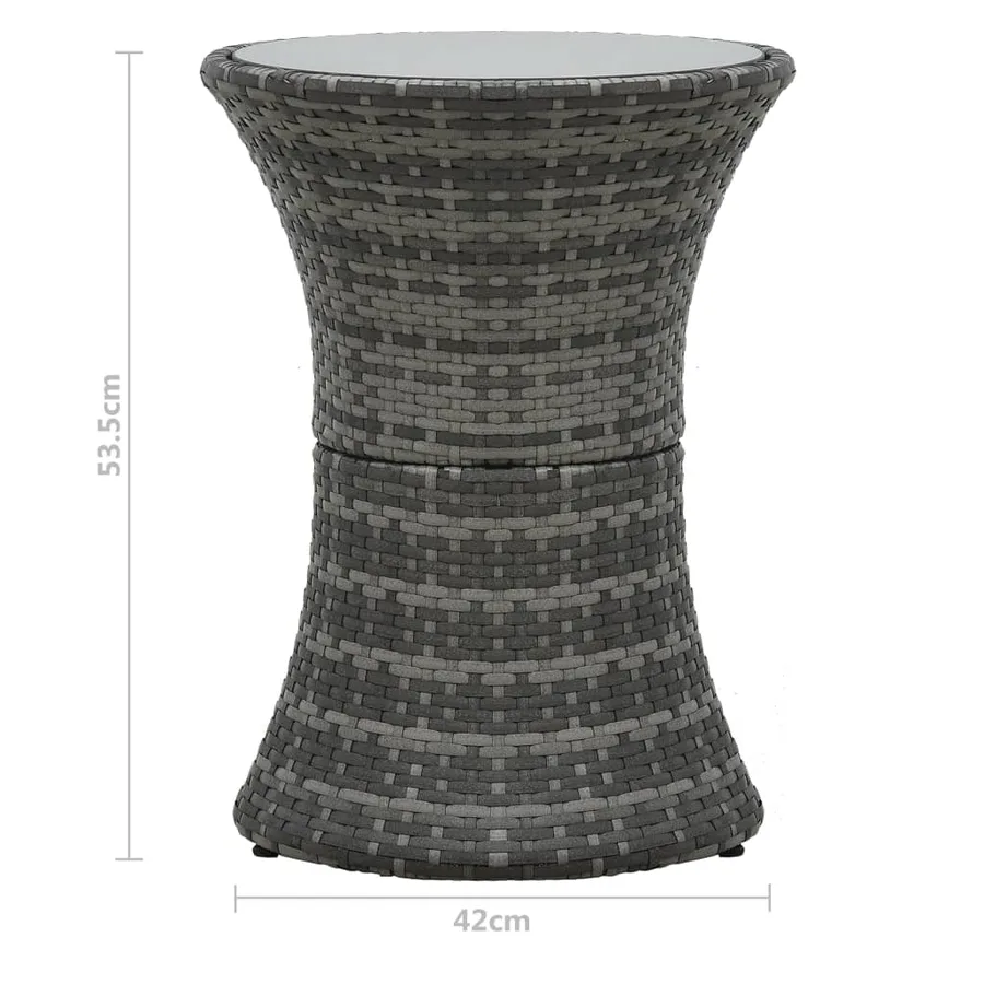 Ensemble de bistro 3 pcs avec coussins Résine tressée Gris - 11