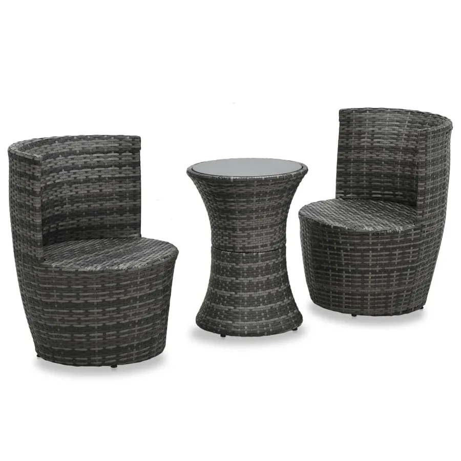 Ensemble de bistro 3 pcs avec coussins Résine tressée Gris - 2