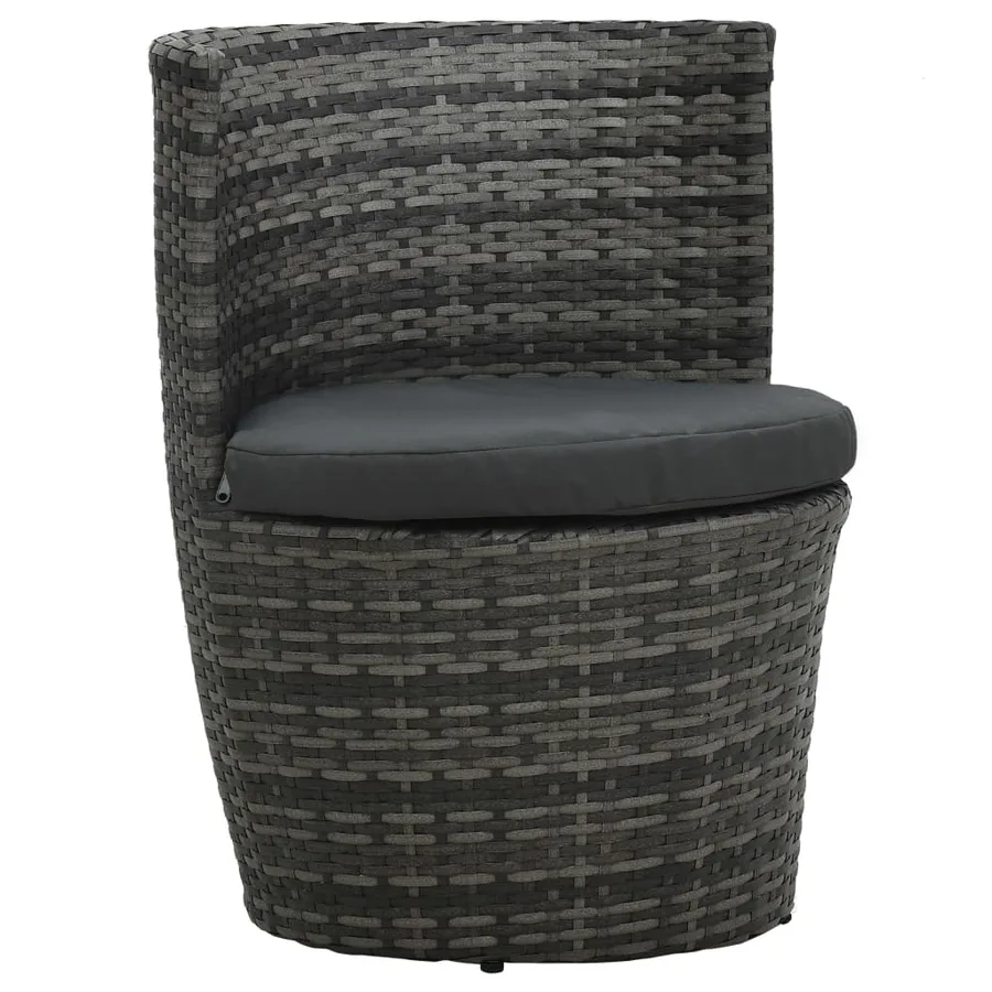 Ensemble de bistro 3 pcs avec coussins Résine tressée Gris - 6
