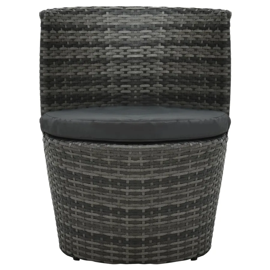 Ensemble de bistro 3 pcs avec coussins Résine tressée Gris - 7