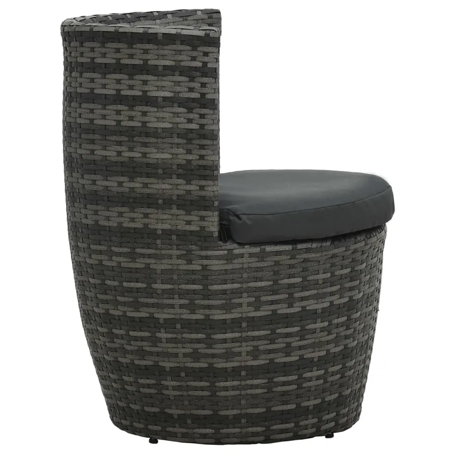 Ensemble de bistro 3 pcs avec coussins Résine tressée Gris - 8