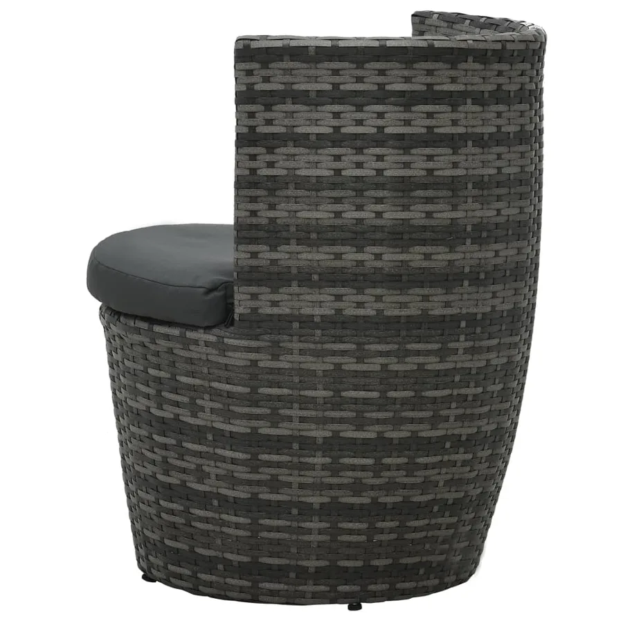 Ensemble de bistro 3 pcs avec coussins Résine tressée Gris - 9