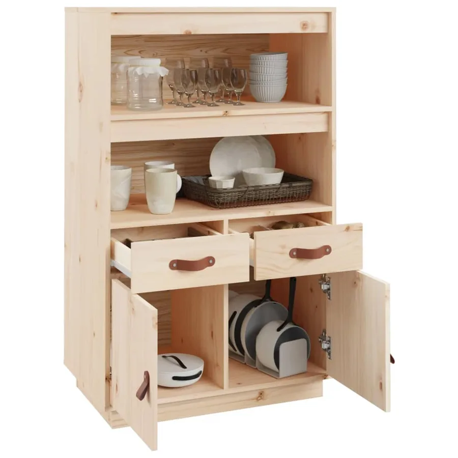Buffet haut 67x40x108,5 cm Bois massif de pin - 5