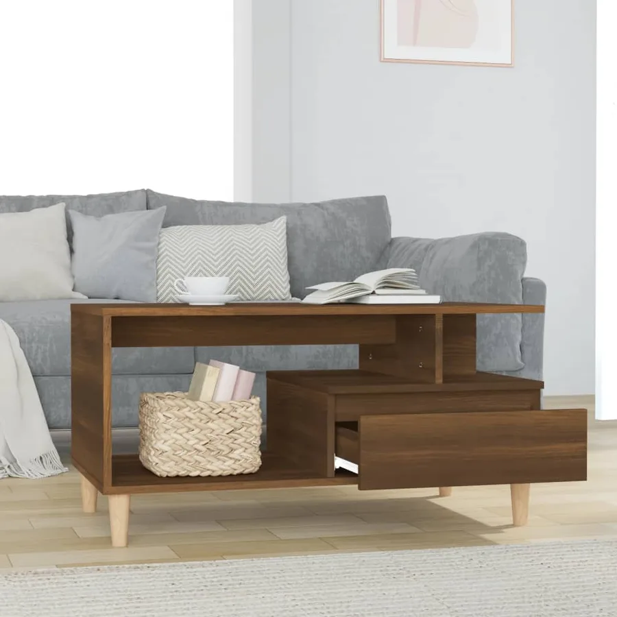 Table basse Chêne marron 90x49x45 cm Bois d'ingénierie - 3