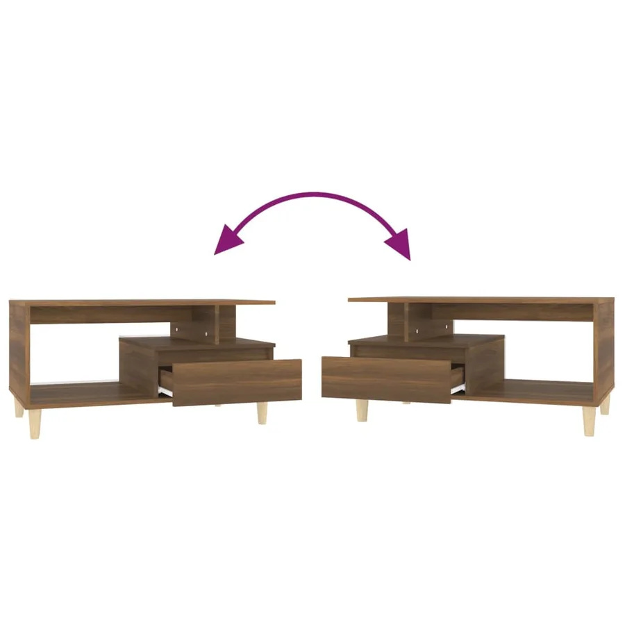 Table basse Chêne marron 90x49x45 cm Bois d'ingénierie - 8