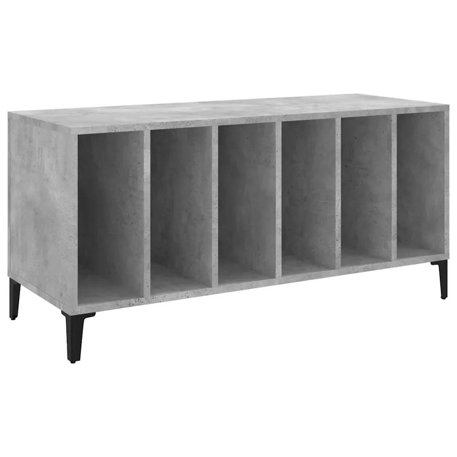 Armoire à disques gris béton 100x38x48 cm bois d'ingénierie - 2
