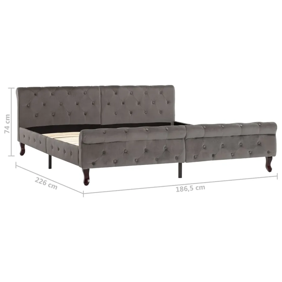 Cadre de lit sans matelas gris velours 180x200 cm - 7