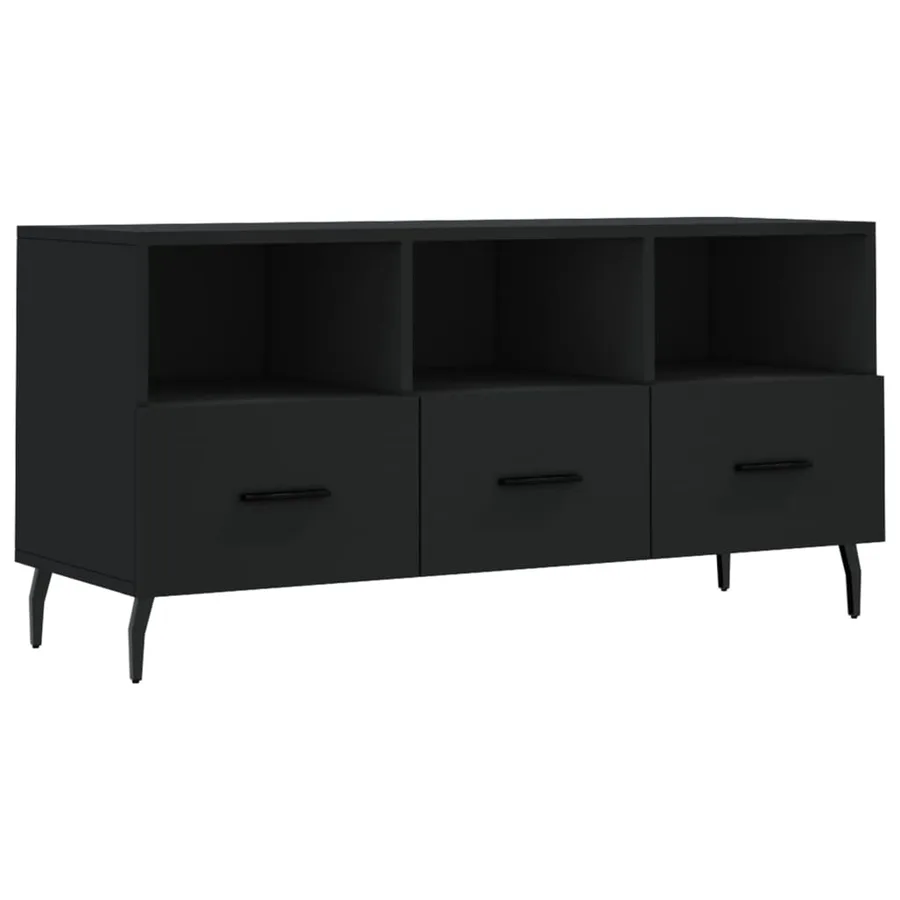 Meuble TV noir 102x36x50 cm bois d'ingénierie - 2