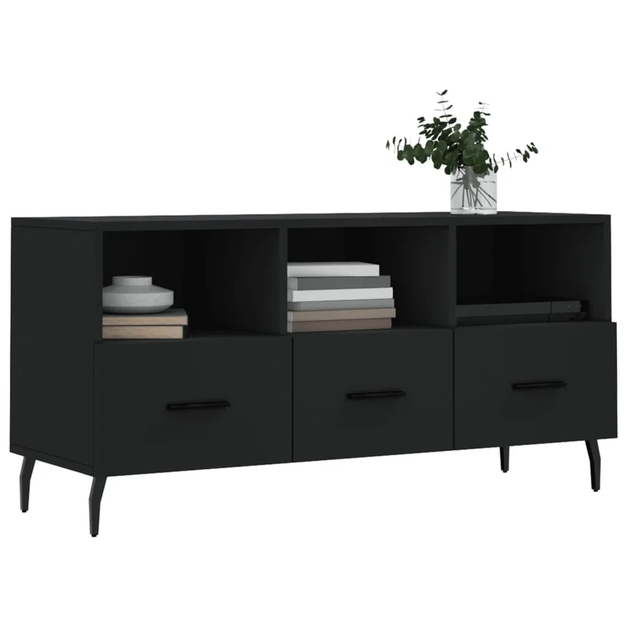 Meuble TV noir 102x36x50 cm bois d'ingénierie - 3