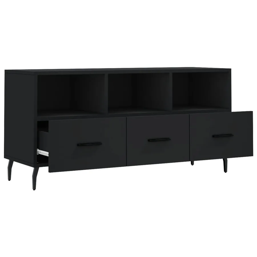 Meuble TV noir 102x36x50 cm bois d'ingénierie - 6