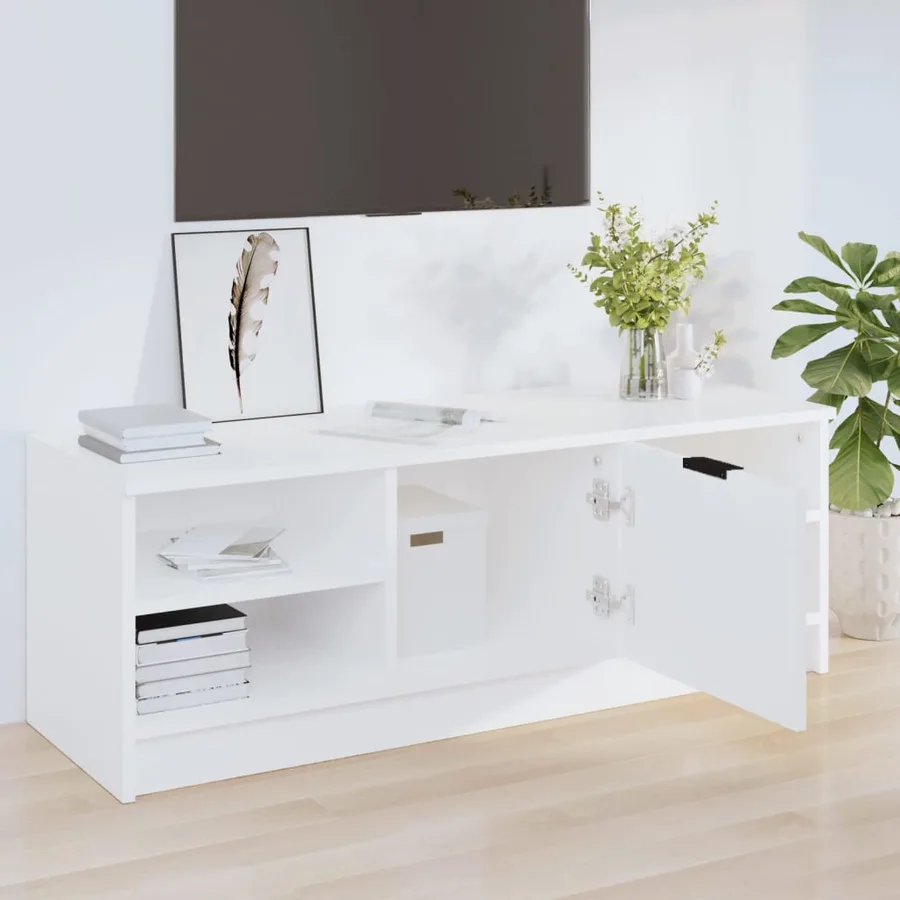 Meuble TV Blanc 102x35,5x36,5 cm Bois d'ingénierie - 3