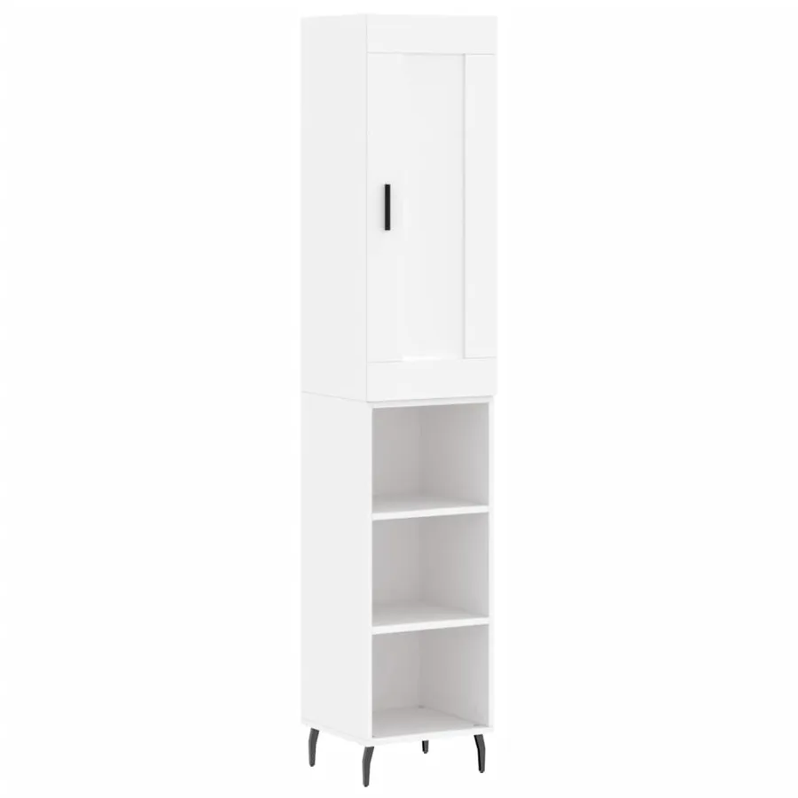Buffet haut Blanc 34,5x34x180 cm Bois d'ingénierie - 2