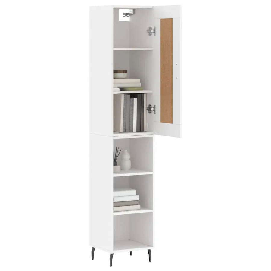 Buffet haut Blanc 34,5x34x180 cm Bois d'ingénierie - 3