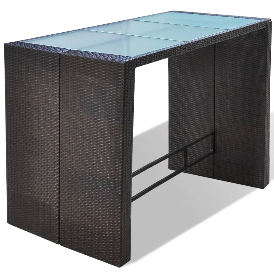 Ensemble de bar de jardin 7 pcs coussins Résine tressée Marron - 6