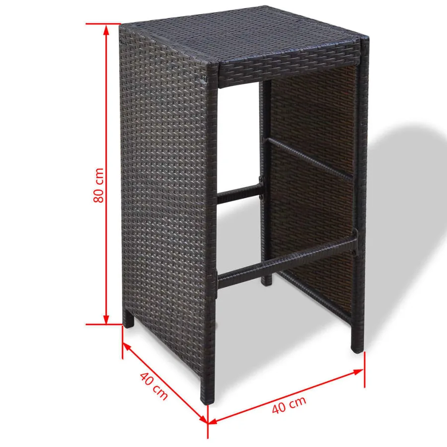 Ensemble de bar de jardin 7 pcs coussins Résine tressée Marron - 8