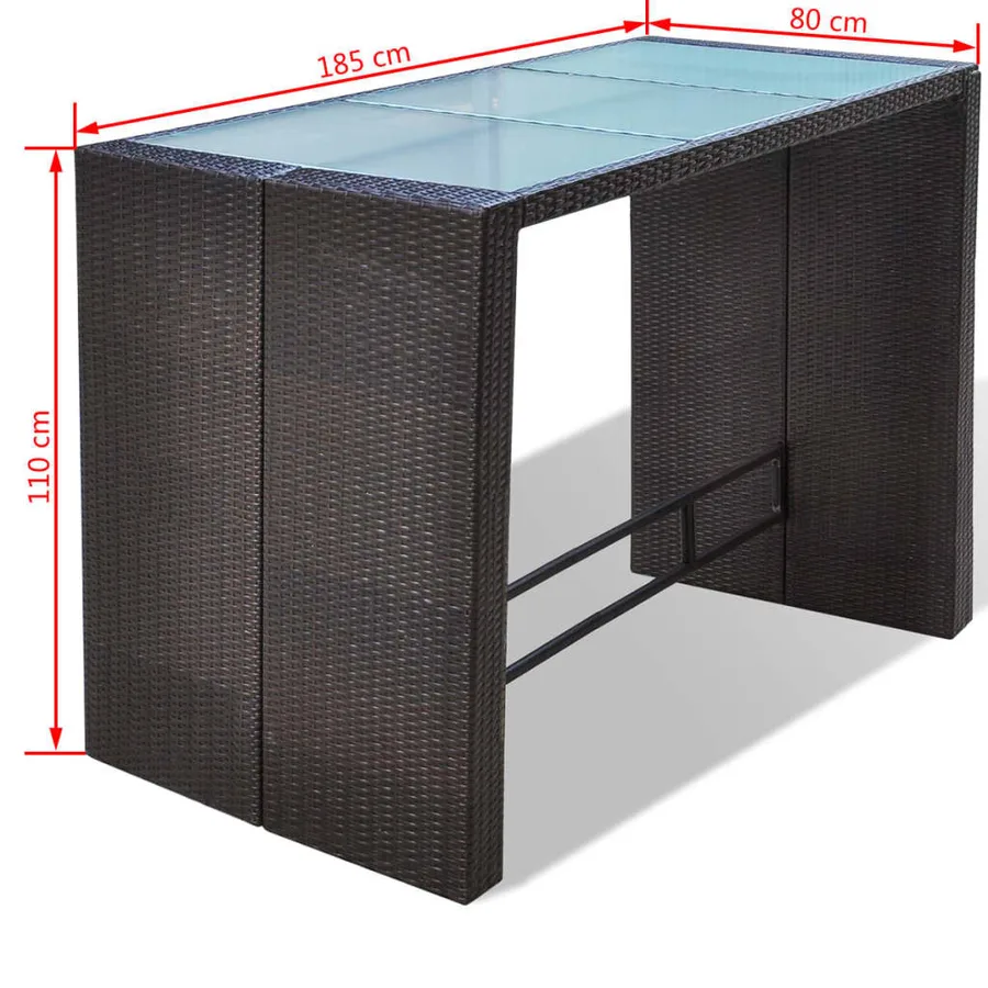 Ensemble de bar de jardin 7 pcs coussins Résine tressée Marron - 9