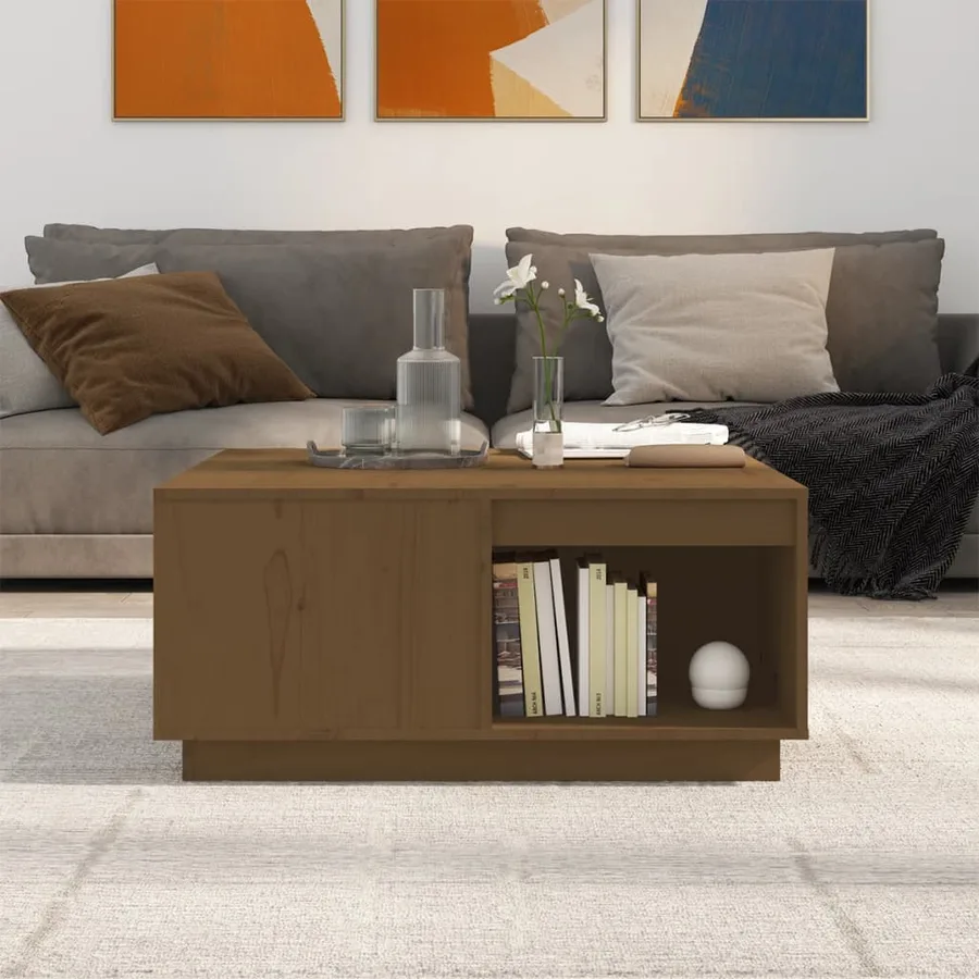 Table basse Marron miel 80x81x36,5 cm Bois massif de pin - 3