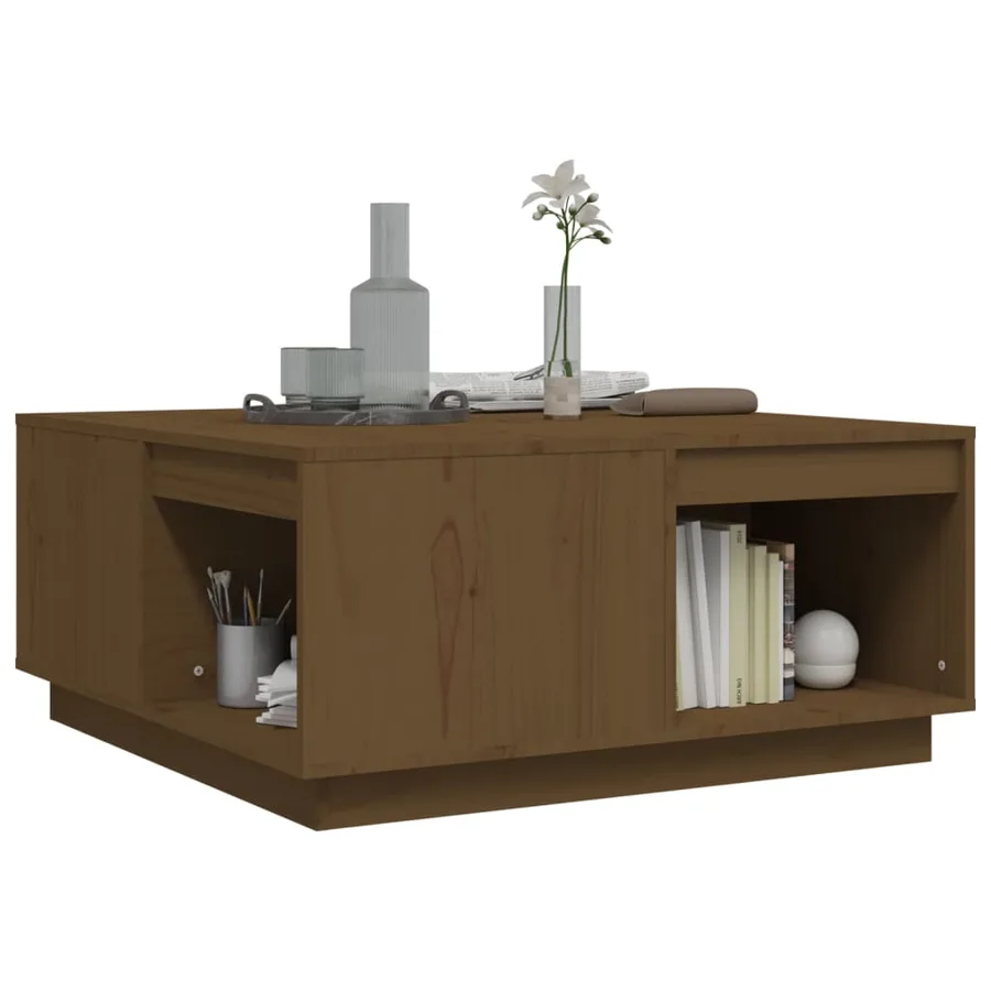 Table basse Marron miel 80x81x36,5 cm Bois massif de pin - 4