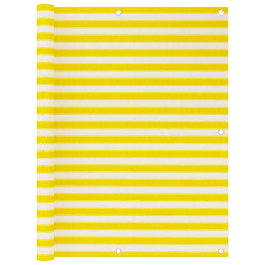 Écran de balcon Jaune et blanc 120x600 cm PEHD