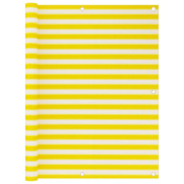 Écran de balcon Jaune et blanc 120x600 cm PEHD