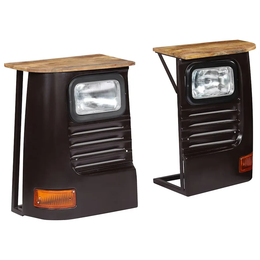 Buffet en forme de camion Bois de manguier massif Gris foncé - 6