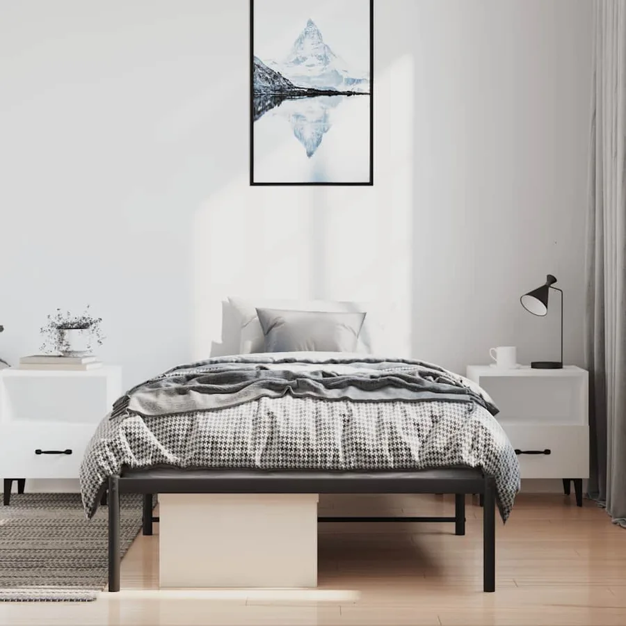 Cadre de lit métal sans matelas noir 100x200 cm - 3