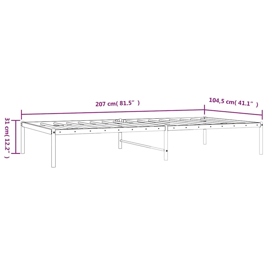 Cadre de lit métal sans matelas noir 100x200 cm - 8