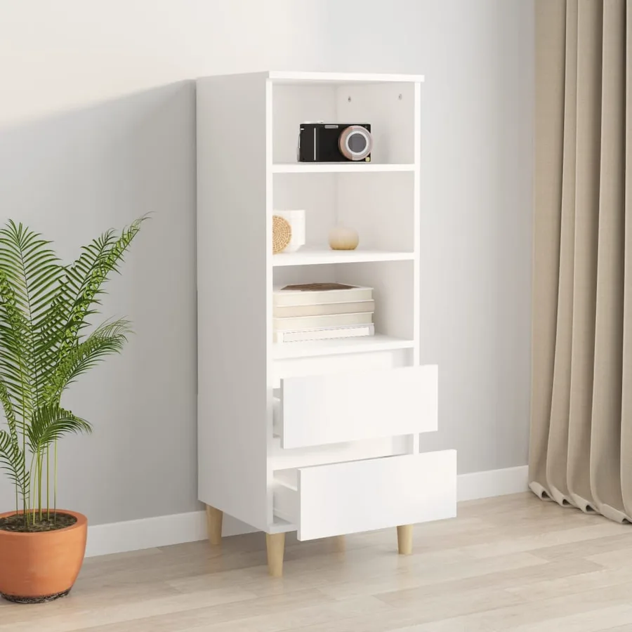 Buffet haut Blanc 40x36x110 cm Bois d'ingénierie - 6